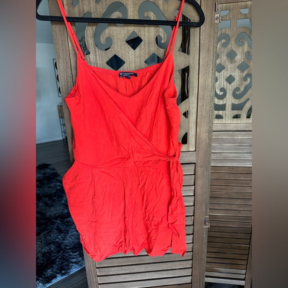 Women’s Red Wrap Front Romper- Size L